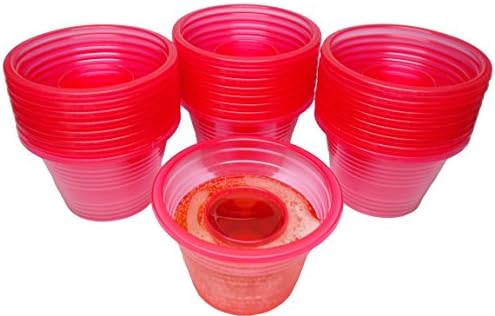 Jager Bomb Shot Cups, Plastic, Disposable, 25 Pack Avail In Neon, Blue, Red and Clear (Red)