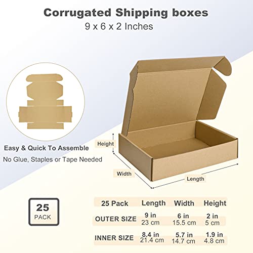 MEBRUDY-9x6x2-Inches-Shipping-Boxes-Pack-of-25-Small-Corrugated-Cardboard-Box-for-Mailing-Packing-Literature-Mailer