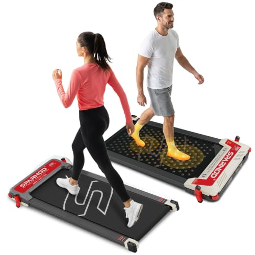 Image of Sparnod Fitness Walking Pad Treadmill for Home & Office Use | Compact & Portable | Quiet DC Motor | LED Display | No Installation (Black /Red)