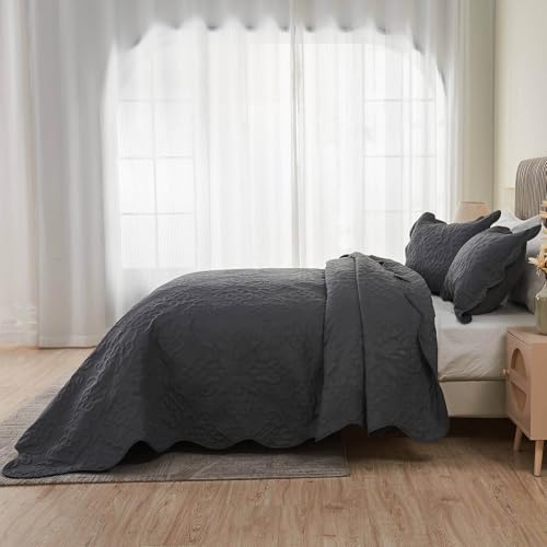 Image of Kingnex Oversized King Bedspreads 128x120 Dark Grey