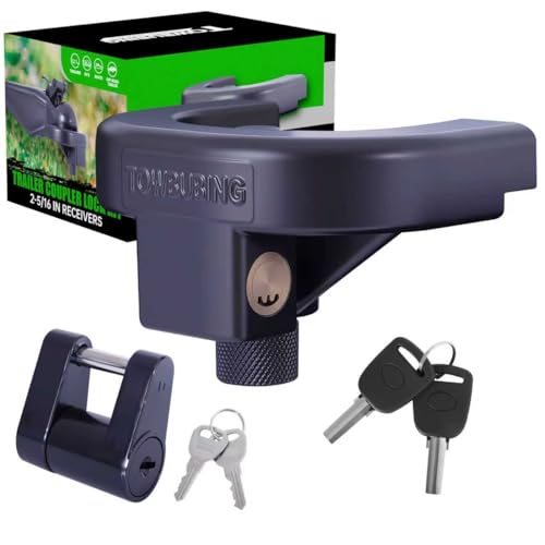 Trailer Hitch Lock Kit (for 2-5/16' Trailers) Heavy Duty Anti Theft Trailer Coupler Locks for RV, Camper, Trailer, Boat, Caravan - Reinforced Solid Steel Tow Lock for Trailer Tongue (2-5/16in)