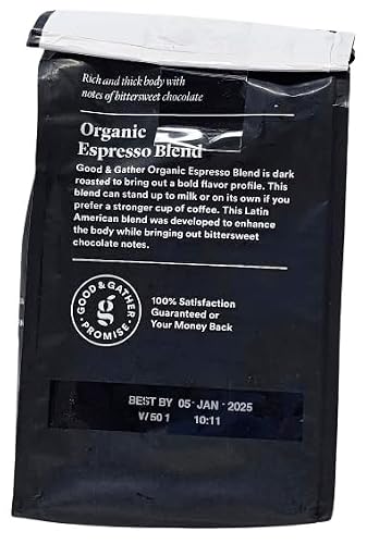 Good & Gather Signature Fair Trade Organic Espresso Blend Ground Coffee 12oz (Pack of 2) and Tesadorz Reusable Bag Bundle