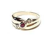 diamantring 585  edler Goldring mit Rubin und Diamant in 585/- Gelbgold #56