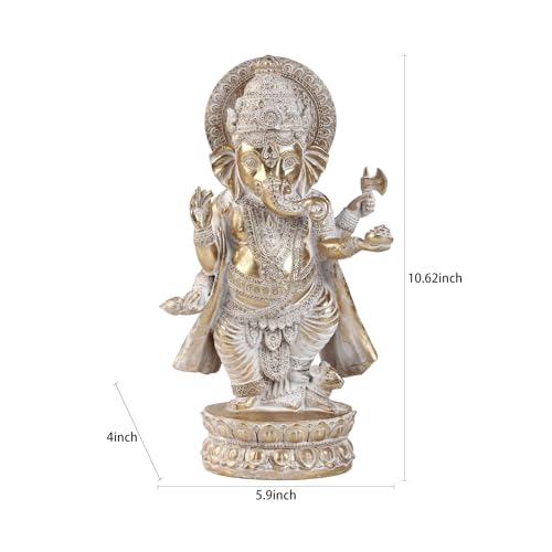 Estatua de Ganesha de resina dorada 10.6 in alto miniatura 2