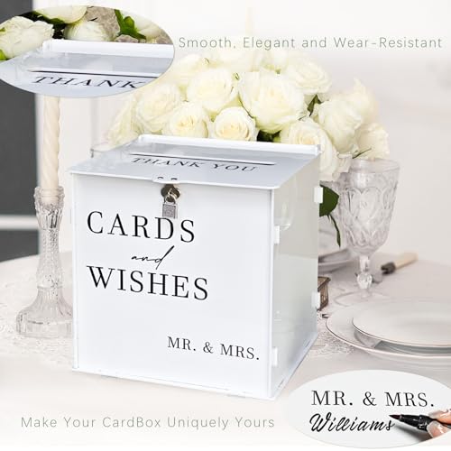 image for SOFARKKT White Acrylic Card Box with Slot & Lock, DIY Large Wedding Ca