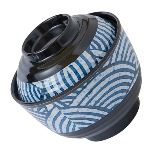 LOORGVEL 味噌汁お椀蓋付き 和風スープボウル 伝統的な式密?製厚手スープ碗 ラーメンや味噌汁に 実用的で丈夫な蓋付き食器