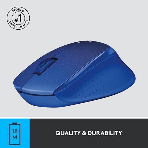 Logitech M330 Silent Plus Mysz bezprzewodowa, 2.4GHz z nanoodbiornikiem USB, 1000 DPI śledzenie optyczne, żywotność baterii 2 lata, kompatybilna z PC, Mac, Laptop, Chromebookem - Niebieski