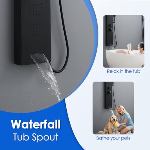 Image of ROVOGO Shower Panel Tower System with Led Lights and 5 Shower Modes, 46.5 inch