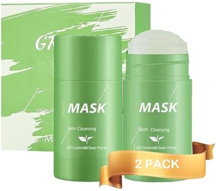 Green Tea Clay Mask for Face, 2 Pack Green Tea Deep Cleanse Mask Stick Blackhead Remover Green Clay Mask For Face Moisturizing, Purifying, Pore Cleansing, Skin Brightening Suitable for All Skin Types