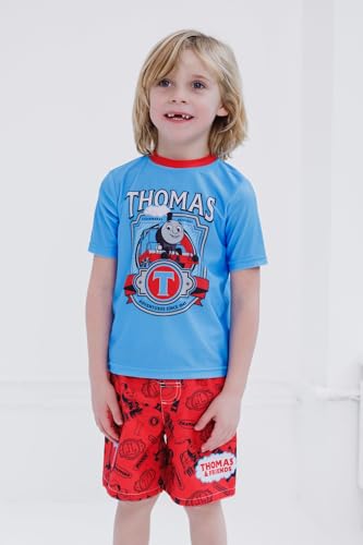 THOMAS & FRIENDS UPF 50+ Rash Guard and Swim Trunks Outfit Set Toddler to Little Kid Sizes (2T - 7)2