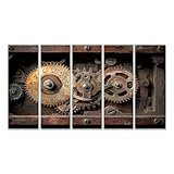 islandburner Prime Bild auf Leinwand Alte rostige Zahnräder und Holzkasten für Werkstatt Technikliebhaber Maschinenbauunternehmen Bilder Wandbilder Poster