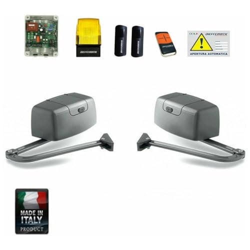 Dieffematic Kit Automazione Cancello a Due Ante con Apertura Esterna - Acciaio Inossidabile Argento
