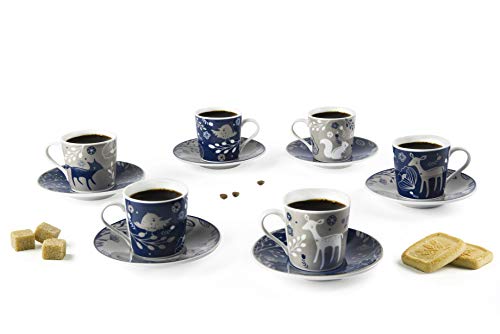 Excelsa Suomi Juego de 6 Tazas con Plato, Porcelana