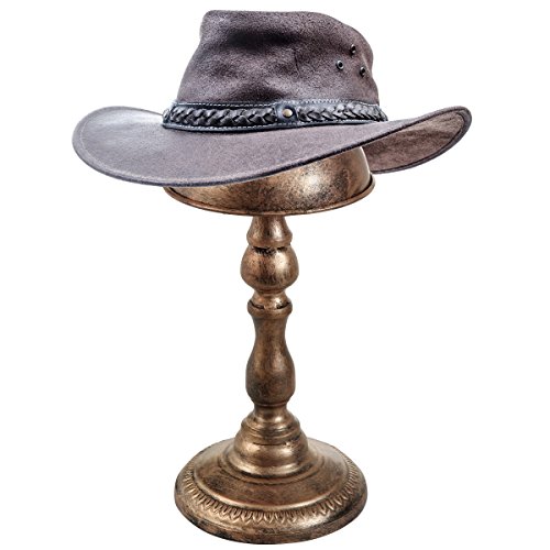 MyGift Vintage Style Rustic Bronze Finish Metal Hat/Wig/Cap Rack Hanger Display Stand Styling Storage Holder