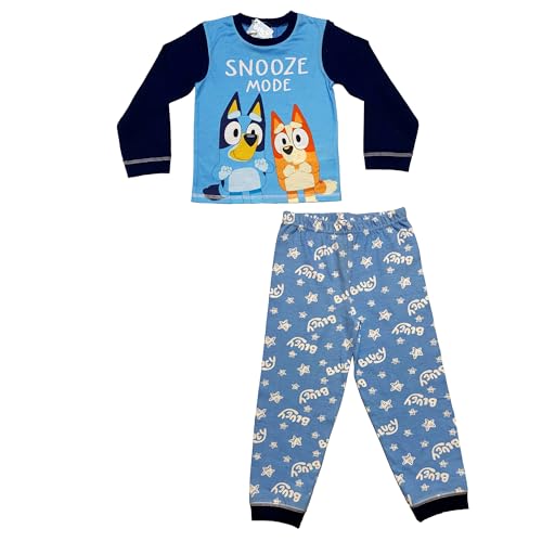 Bluey Kids Boys Pyjama Set Snooze Mode Design featuring and Bingo Dogs Sizes 18 Months -5 Years (UK Age 4 Years 5 Years)