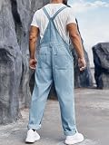 Runcati Męskie spodnie ogrodniczki jeansowe jeansowe spodnie robocze na lato Streetwear spodnie jeansowe casualowe regulowane ramiączka kombinezon, niebieski, XXL