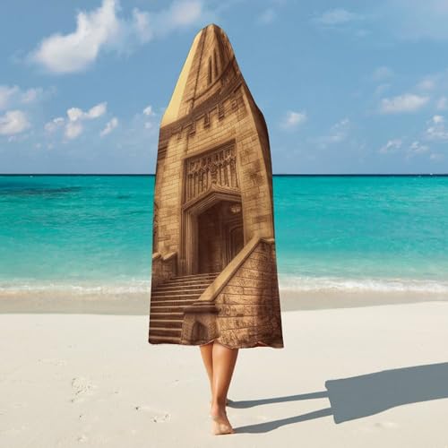 Couverture à capuche château médiéval imprimé vintage haut de gamme - 6