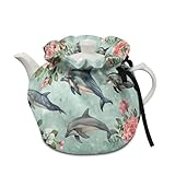 Wanzuoeng Tea Cosy Keep Warm Dolphin Floral Printed Teapot Protective Cover, Dust-proof Tea Kettle Cover for Teapots, Breakfast Pot Teapot Cover, Kitchen Accessories