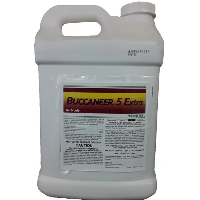 Buccaneer 5 Extra 53.8% Glyphosate Herbicide Concentrate, Grass & Weed Killer, 2.5 Gallon, Compare to Roundup