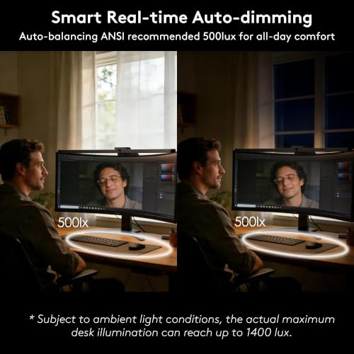 Image of Quntis Curved Monitor Light Bar for 34 inch+ Ultrawide, Curve-Matching Pivoting