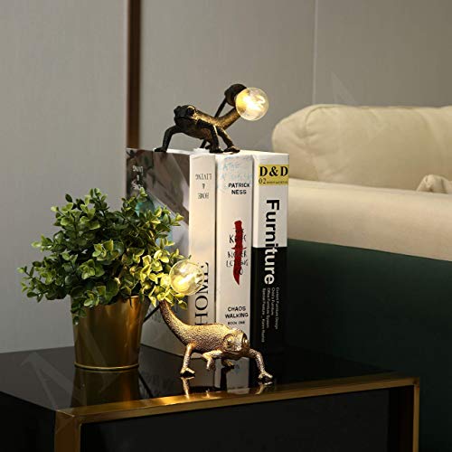 Image of MAYOLA Modern Chameleon Table Lamp,Desk lamp,Night Light,Wall Lamp, Resin Chameleon Lighting Fixture for Living Room, Bedroom, Office,Kids(Table Lamp, A-Gold)