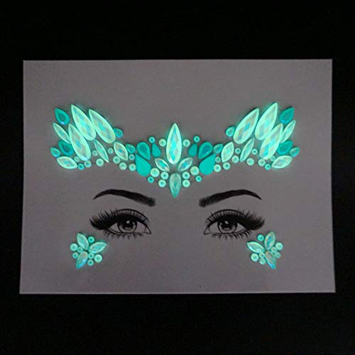 glow in the dark face jewels for make up rhinestone sticker bling face mask Body Face Jewels Music Festival Party Makeup Tatoo Face gems rave For Woman (eagle)