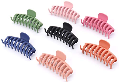 WUWEOT 7 Pack Big Hair Claw Clips 4 Inch Non slip Large Claw Clip for Women and Girls Thin Hair, Strong Hold Hair Jaw Clips Hair Accessories for Thick Hair, 7 Color Available