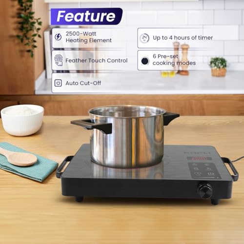 Image of Kapli Premium Black Beauty 2500 Watt Infrared Induction Cooktop,Touch Panel |Use with All Utensils|1-year Warranty