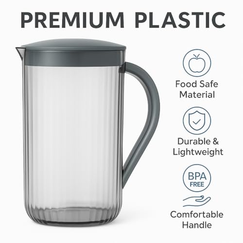 Image of Premium 2 Litre Water Jug with Lid | BPA Free Unbreakable Plastic Pitcher | Spill-Proof Easy Pour Spout | Fridge Safe Juice & Detox Water Jug for Home, Kitchen & Office