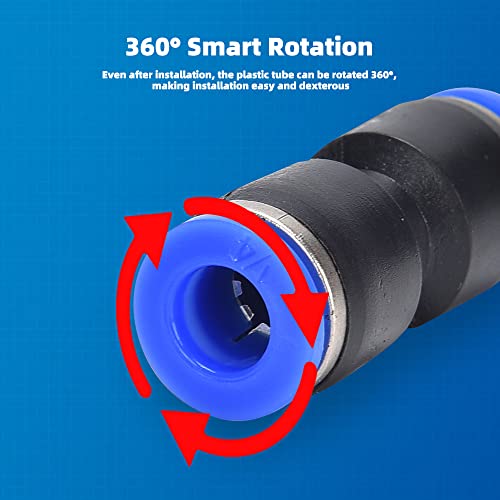 CGELE 60Pcs Quick Connect Air Hose Fittings 1/4 inch OD 15 Spliters,15 Elbows,15 tee,15 Straight Quick Release Pneumatic Push to Connect Fittings Kit Air Line Fittings for 1/4 inch Tube