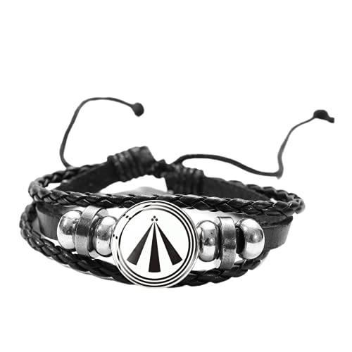 Awen Druid Symbol Pulsera de cuero Amuleto Vintage Jewelry Boho multicapa de cristal trenzado Cabujón Cover