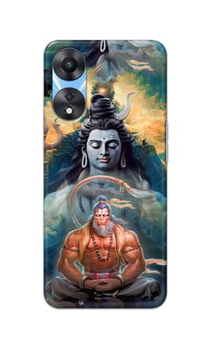 Image of PRINTFIDAA Plastic Printed Hard Back Cover Case For Oppo A78 5G Back Cover (Lord Shiva And Hanuma) -112, Multicolor