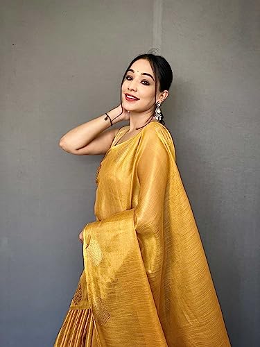 Image of Panzora Women's Tissue Silk Jacquard Weaving Saree With Unstitched Blouse Piece