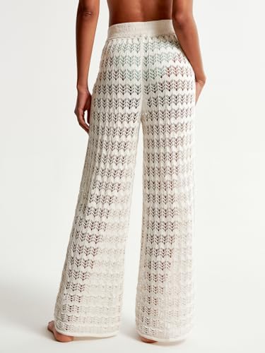 Saodimallsu Womens Crochet Cover Up Pants Sheer Mesh High Waist Sexy Casual Knit Summer Swimsuit Coverup Beach Pants3