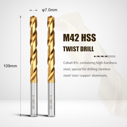 HSAWBIT BOX OF 2 x 7MM M42 HSS DRILL BIT SET/METAL DRILL BITS FOR HARD METALS/COBALT DRILL BITS FOR STAINLESS STEEL, CAST IRON, Copper 2 HSAWBIT BOX OF 2 x 7MM M42 HSS DRILL BIT SET/METAL DRILL BITS FOR HARD METALS/COBALT DRILL BITS FOR STAINLESS STEEL, CAST IRON, Copper - Image 2