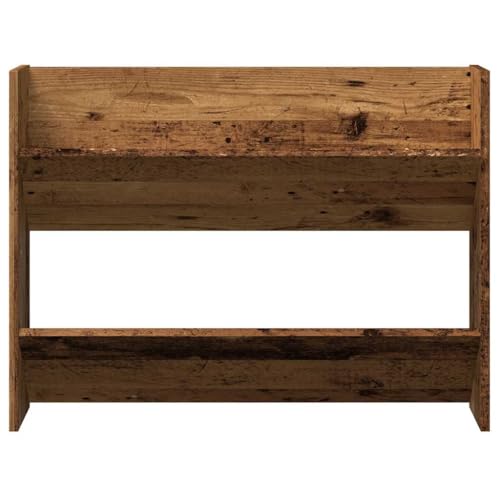 Étagère à chaussures murale bois vieilli 80cm avec 2 compartiments - 5