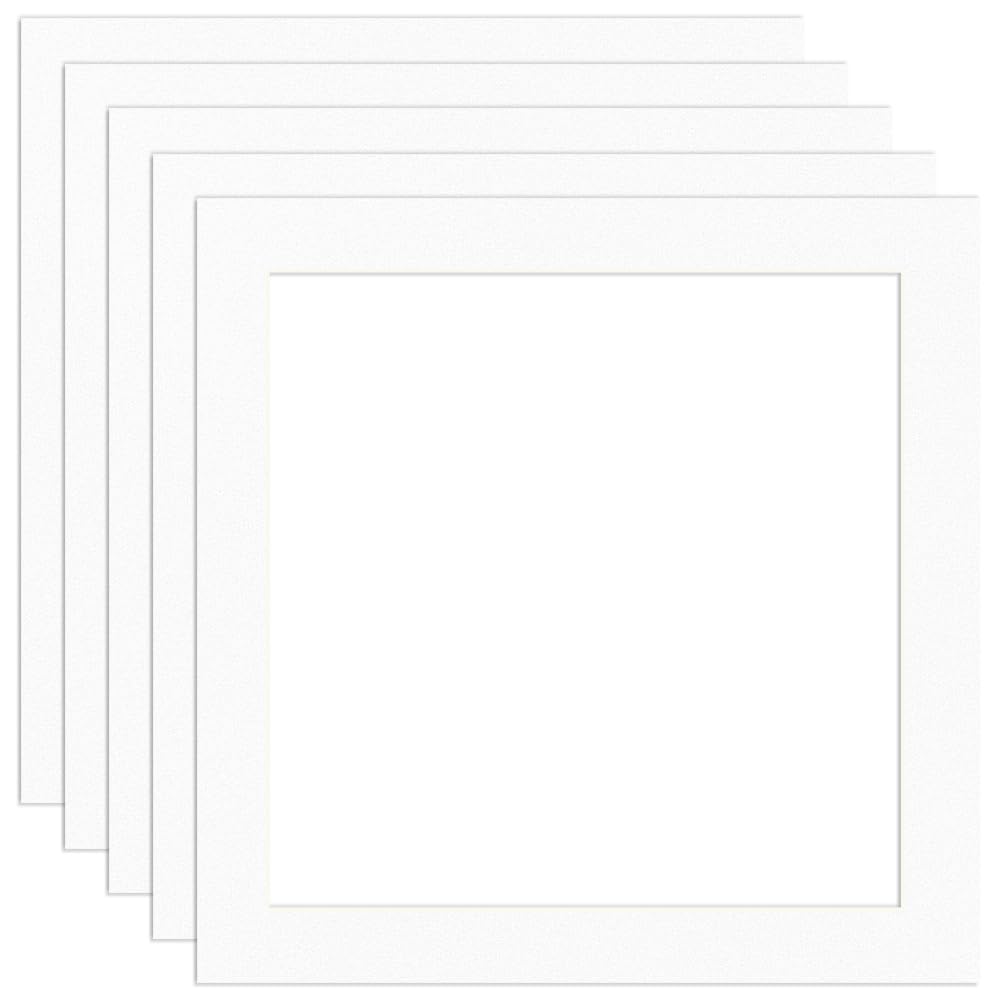Procut Global 50x50cm White Picture Mounts Board to Fit 40x40cm Aperture Size - Photo Mount Card Ideal for Prints, Artwork, Crafts & Certificates - Sizes & Colors Available - Pack of 5