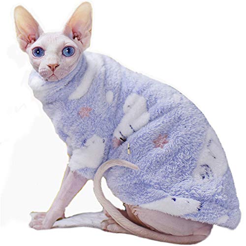 TENGTUD Ropa para Gatos sin Pelo, Sphynx/Devon Winter Soft Thicken Velvet Clothes Cover