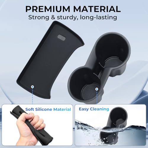 Image of Cup Holder Insert & Wireless Charging Protective Mats for Subaru Crosstrek /Impreza 2026 2025 2024, Center Console Interior Accessories Cup Holder & Wireless Charger Cover Pad, Black