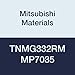Mitsubishi Materials TNMG332RM MP7035 Coated Carbide TN Type Negative Turning Insert with Hole, Triangular, Grade MP7035, 0.375" IC, 0.187" Thick, 0.031" Corner Radius, RM Breaker (Pack of 10)
