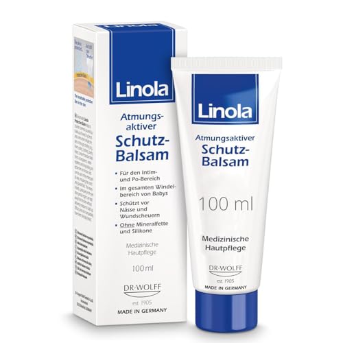 Linola Schutz-Balsam - 100 ml | Creme zum Schutz vor Scheuern und Wundwerden für den Intimbereich Leistenbereich und Pofalten | Atmungsaktiver Schutzfilm für die Gereizte und Trockene Haut