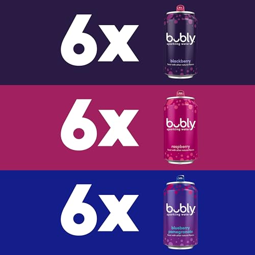 Image of bubly Sparkling Water, Triple Berry Variety Pack, 12 fl oz Cans (18 Pack)