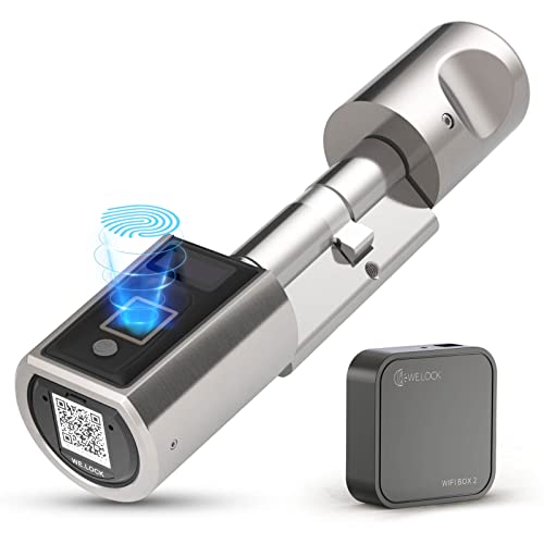 WELOCK Fingerabdruck Gateway Elektronischer Tür-Schließzylnder SECBR-WiFi ,biometrischer Fingerabdruck und RFID-Karte, Bluetooth Arbeiten APP Und Bluetooth Gateway Kombikit Cover