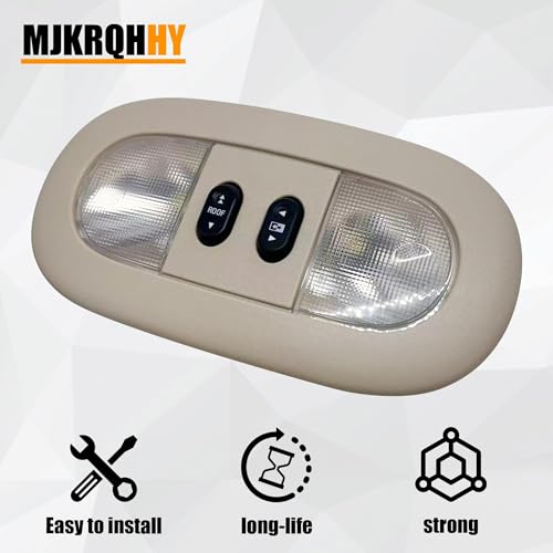 Image of 7L3Z-18519A70-BA Overhead Console with LED Dome Map Light & Sunroof Switch COMPATIBLE WITH Ford F150 2004-2008 For Lincoln Mark LT 2006-2008 Cab Interior Ceiling Roof Reading Lamp, Beige