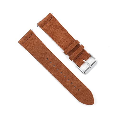 Puasny ​​Wildleder-Ersatzarmband für Uhren – Vintage-Armband für Damen und Herren in 18 mm bis 24 mm,Braun,20 mm