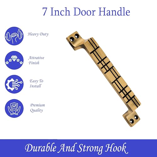 Image of Door Handle Cool Door Handles for Main Door Aluminum (7 Inch), Antique- Finish Door Handles for Home and Office for Wooden & Glass Door Handle, Pull Door Handle (Pack of 1 Pair, Brick)