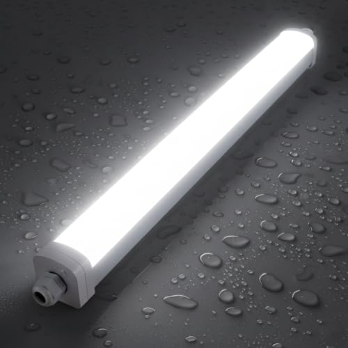 LEZOE LED lampada da soffitto luce IP66 impermeabile 120CM, 30W 4200Lumen (140Lm/W) tubo luce da soffitto a LED antiumidità, per bagno stanza magazzino cantina garage officina cucina ufficio 4000K