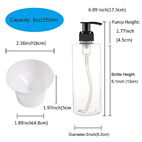 12 Pack 8 oz Plastic Pump Dispenser Bottles for Massage Oil, Shampoo, Lotions, Body Wash Pump Bottles, Cream Refillable Containers with Pump, 2 Funnel, 18 Chalk Labels3