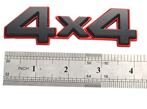Image of Aimoll 1Pc 4x4 Emblem Badge Nameplate 3D Car Sticker Decal Replacement for Universal car Rear Tailgate 4 X 4 (Black Red)