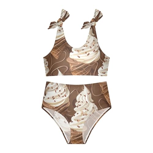 Chocolate Ice Cream Brown Girls Tankini Swimsuit Kids Bikini Sets 2 Pcs Bathing Suit 3T3